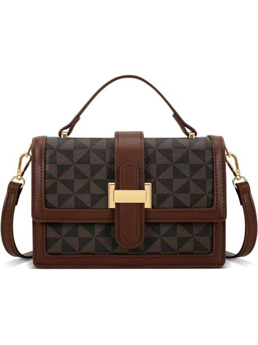 Crossbody Bags Top Handle Purses for Lady, Brown Vegan Leather Women's Handbags